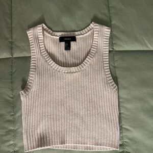 Forever 21 Ivory Ribbed Crop Top